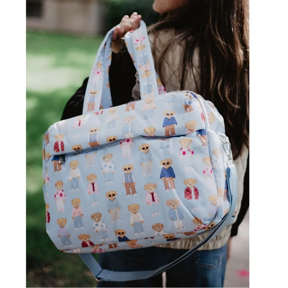Katydid Light Blue TEDDY BEARS 🧸 DUFFLE WOMEN'S WEEKENDER BAG